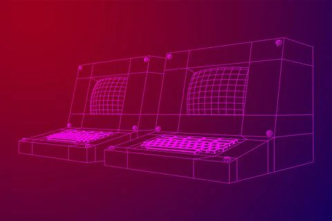 Classic retro perconal computer. Programming code concept Stock-Illustration