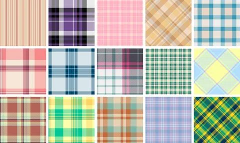 Classic retro plaid pattern pack. Seamless vector tartan background ideal for Illustrazione stock