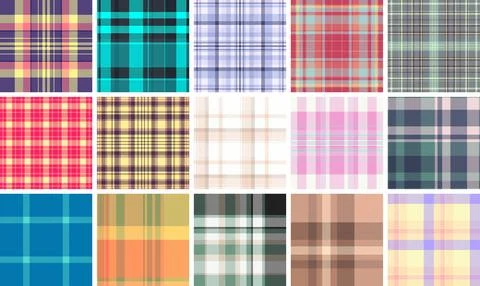 Classic retro plaid pattern pack with professional vector quality. Seamless.. Stock Illustration