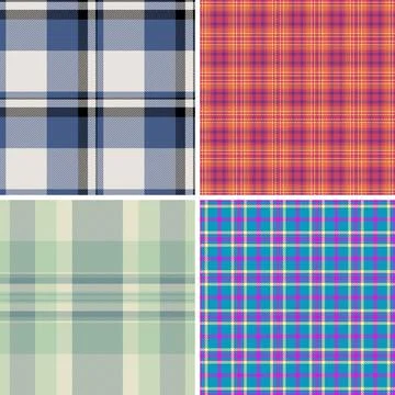 Classic retro plaid patterns designed as seamless vectors. Suitable for fabri Stock Illustration
