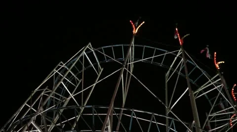Classic Roller Coaster Low Right Perspective Stock Footage 10585998