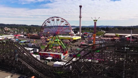 Classic Roller Coaster At The Puyallup Fair (Washington State Fair) In Stock Footage 334517973