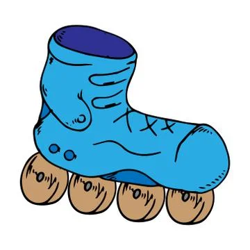 Classic roller skates. Laced roller skates. Vector illustration of children's Stock Illustration