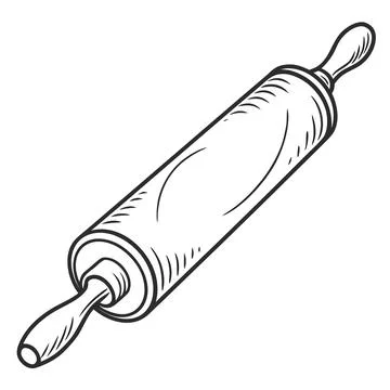 Classic Rolling Pin Line Icon - Essential Kitchen Tool Vector Stock Illustration