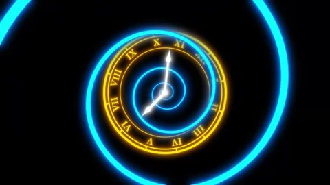 Classic roman clock neon glowing animated icon classic analog roman clock n.. Stock Footage 323407904