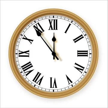 Classic with a Roman dial wall office clock icon set. Design template closeup in Stock Illustration