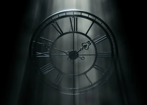 Classic Roman Numeral Tower Clock Frame 3D Render Illustrazione stock