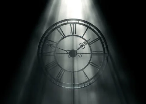 Classic Roman Numeral Tower Clock Frame 3D Render Illustrazione stock