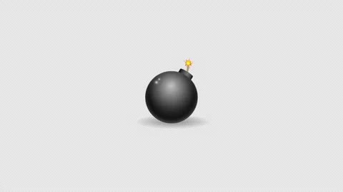 Classic Round Bomb Object Animation with Reflective Surface and Glowing Fuse End Stockbeeldmateriaal 347841703