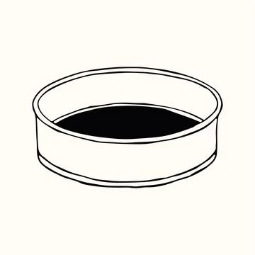 A classic round cake tin or baking pan is illustrated in a minimalist hand Stock Illustration