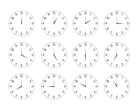 Classic round clock dial plates collection Stock Illustration