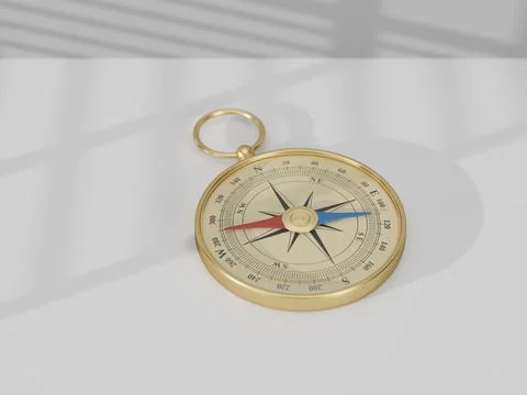 Classic round compass on a table Stock Illustration