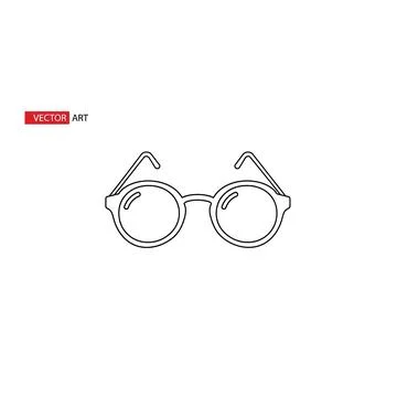 Classic round eyeglasses frame vector outline illustration Stock Illustration