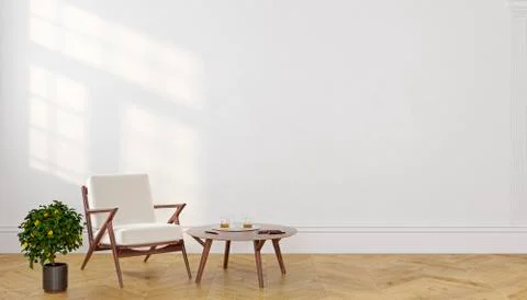 Classic scandinavian empty room interior with lounge armchair Stock Illustration