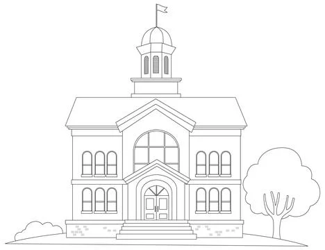 Classic School Building Vector Illustration Ilustración de archivo