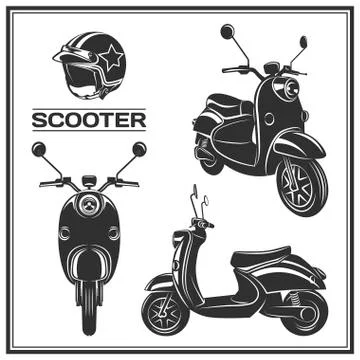 Classic scooter emblems, icons and badges Stock Illustration