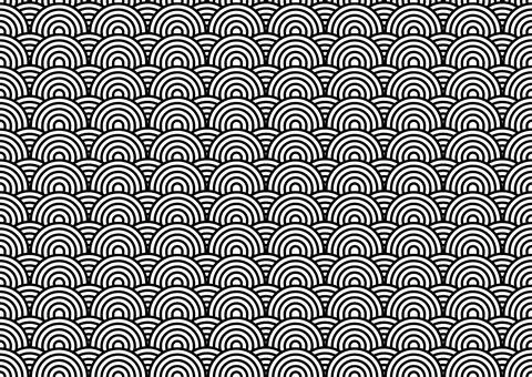 Classic seamless pattern featuring a repeating motif of black and white Jap.. Stock Illustration