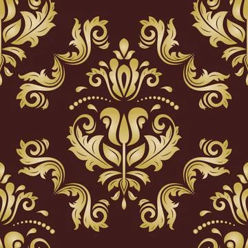 Classic Seamless Vector Fine Pattern With Arabesques 스톡 일러스트