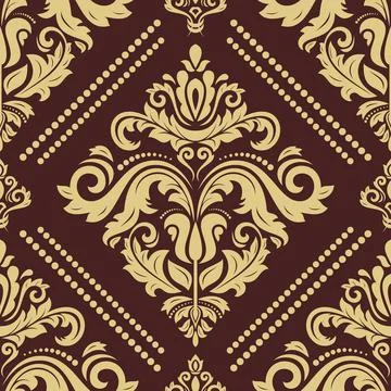 Classic Seamless Vector Fine Pattern With Arabesques Stock Illustration