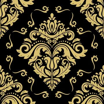 Classic Seamless Vector Fine Pattern With Arabesques 스톡 일러스트