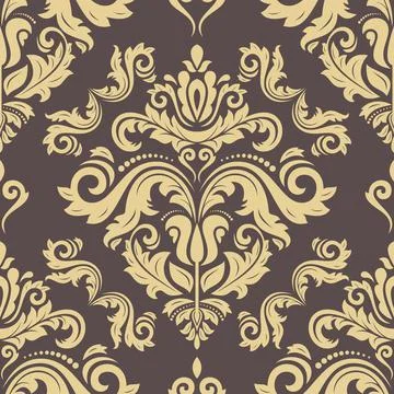 Classic Seamless Vector Fine Pattern With Arabesques 스톡 일러스트