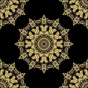 Classic Seamless Vector Fine Pattern With Arabesques Stock Illustration