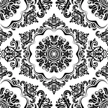 Classic Seamless Vector Fine Pattern With Arabesques Illustrazione stock