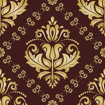 Classic Seamless Vector Fine Pattern With Arabesques Stock Illustration