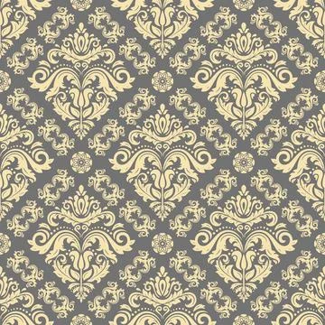 Classic Seamless Vector Fine Pattern With Arabesques 스톡 일러스트
