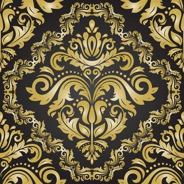 Classic Seamless Vector Fine Pattern With Arabesques Illustrazione stock