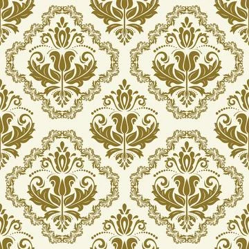 Classic Seamless Vector Fine Pattern With Arabesques Stock Illustration