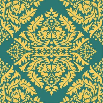 Classic seamless vector pattern. Damask orient yellow ornament. Classic vinta Stockillustratie