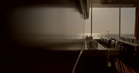 Classic seaside restaurant at sunset Stock Footage 316050436