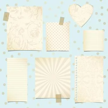 Classic set of old paper templates, rustic paper decorative bacground Stock Illustration