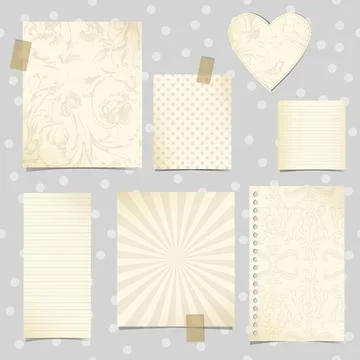 Classic set of old paper templates, rustic paper decorative bacground Stock Illustration