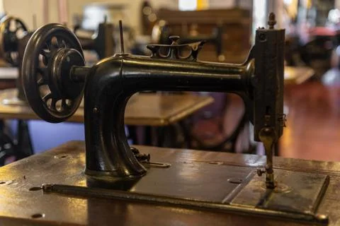 Classic sewing machine with a blurred background Foto stock