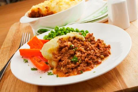 Classic shepherds pie with vegetables Stock Photos