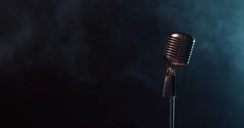 A classic shinny microphone Stock Footage 146878583