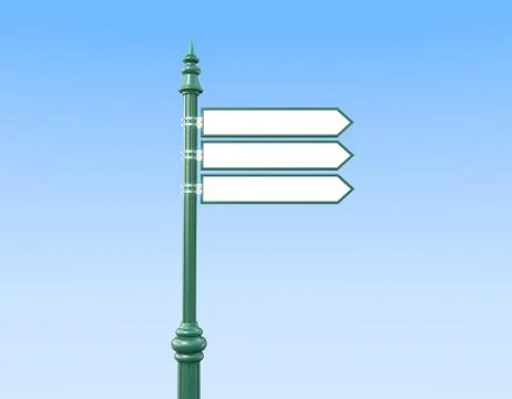Classic sign post with three signs sky Stock Illustration