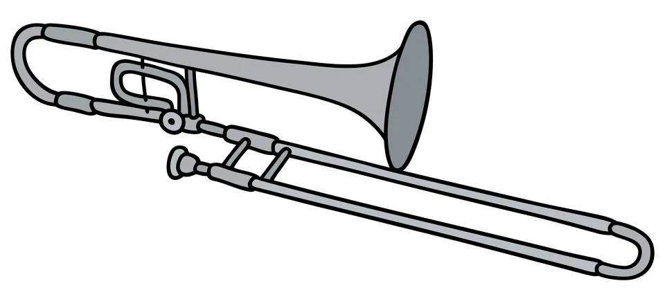 Classic silver trombone Stock Illustration