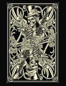 Classic Skeleton Playing Card Illustrazione stock