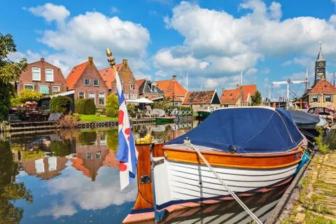 Classic sloop in hindeloopen, the netherlands Stock Photos