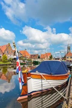 Classic sloop in hindeloopen, the netherlands Stock Photos