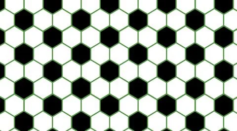 Classic soccer ball seamless pattern with hexagon shapes. Black and white f.. Stock Illustration
