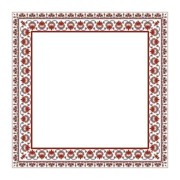 Classic square vector frame Greek palmette ornament. Antique border Stock Illustration