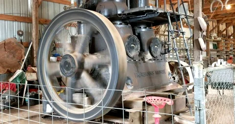 Classic Stationary Engine Stock Footage 97987247