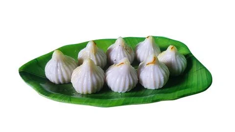 Classic Steamed Modak in Leaf Platte Stock Illustration