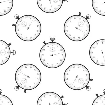Classic stopwatch icon seamless pattern on white background. Timer icon Stock Illustration