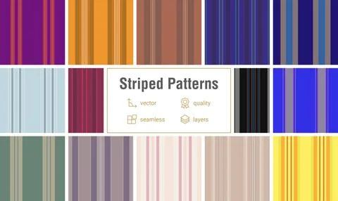 Classic striped bundle for multipurpose kidswear. Versatile lines patterns .. Stock Illustration