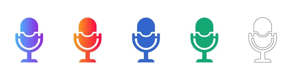 Classic Studio Microphone Icons Stock Illustration